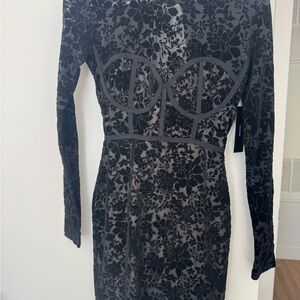 NWT lulus Small Black Floral Lace Dress